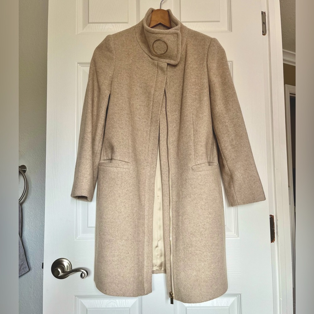 Mango wool polyester beige coat. Size US XXS.